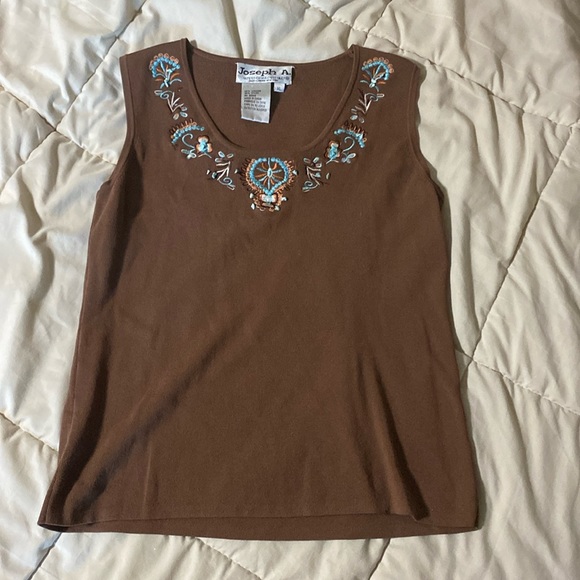 Brown beaded/embroidered tank top - Picture 1 of 3